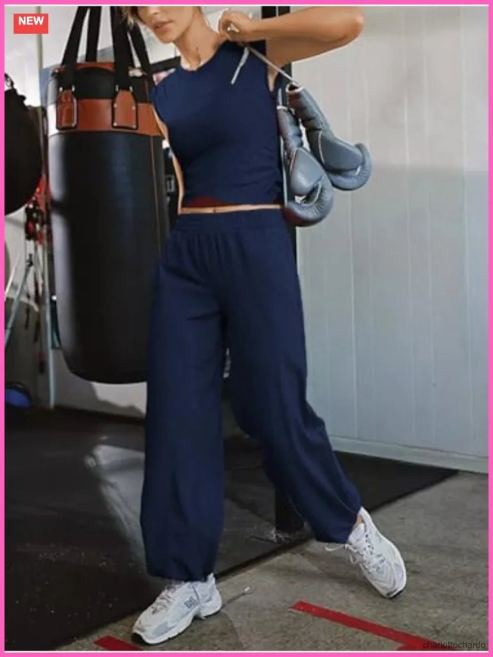 Cropped Top and Jogger Sweatpant Matching Set 2 Piece Loungewear Outfit with